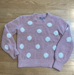 Marled Pink and White Polka Dot Sweater